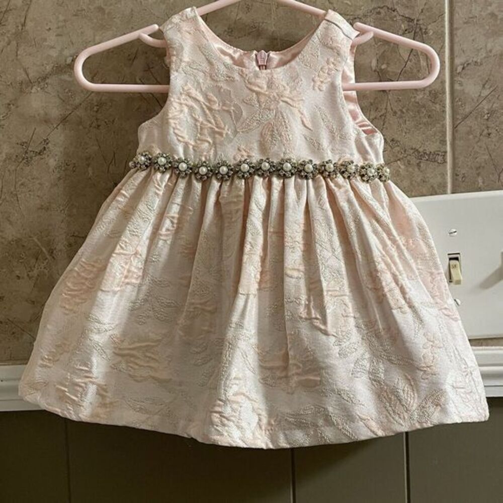 American Princess Pink Dress Baby Girl Size 3M‎ Faux Crystals And Pearls